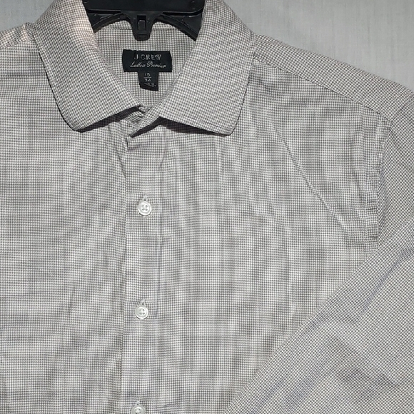 J. Crew Ludlow Premium Slim Fit Houndstooth Long‎ Sleeve Mens Shirt Neck Size 15 - Picture 1 of 7